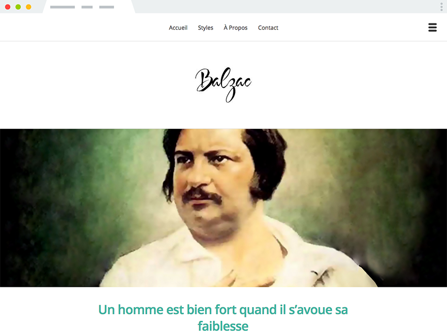 A screenshot of Balzac, our first theme