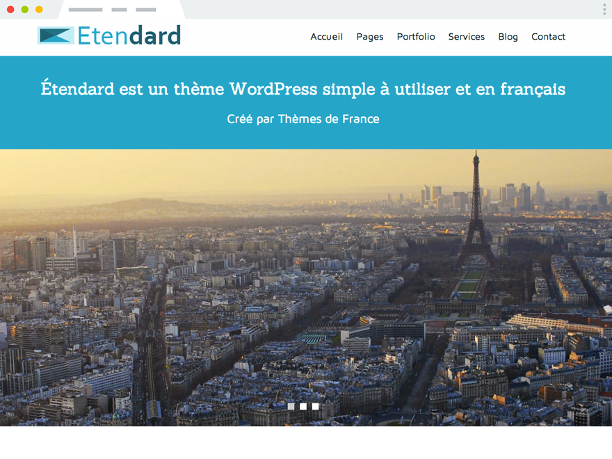 A screenshot of Étendard, our first theme