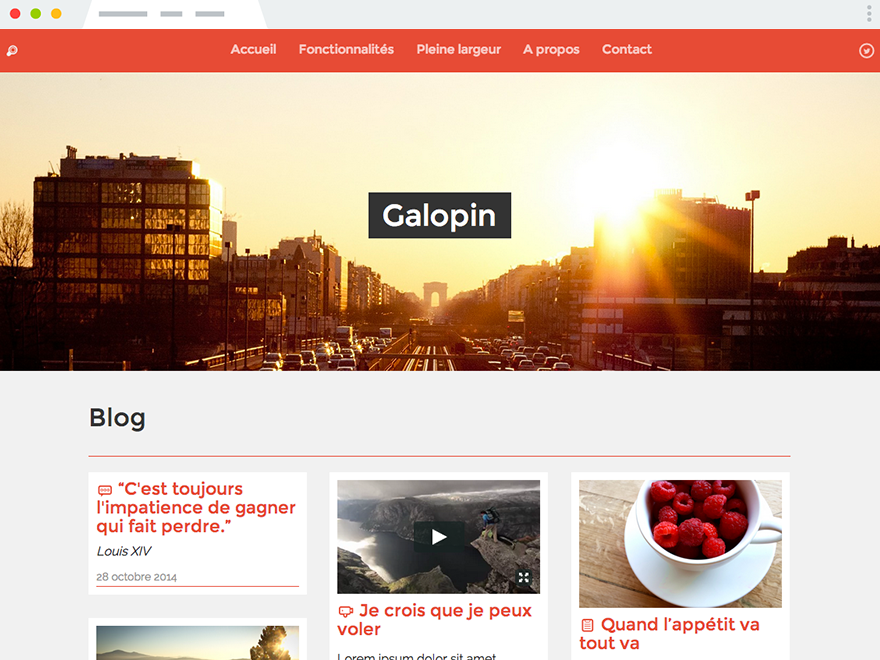 A screenshot of Galopin, our third theme